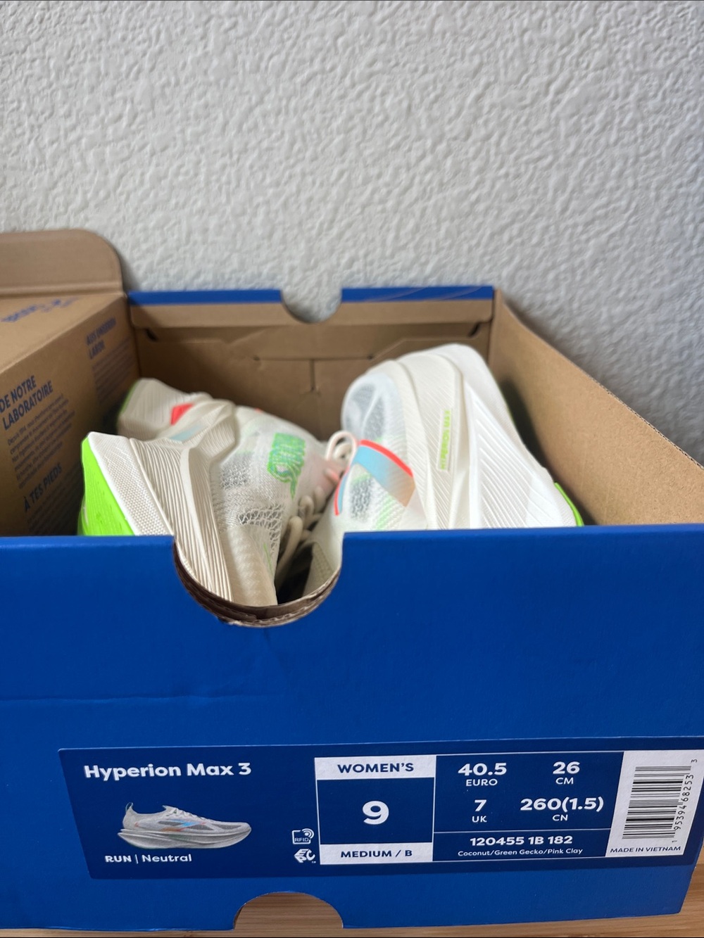 Brooks Women's White/Cream Running Shoes with Neon Green & Coral Accents - Picture 3 of 5